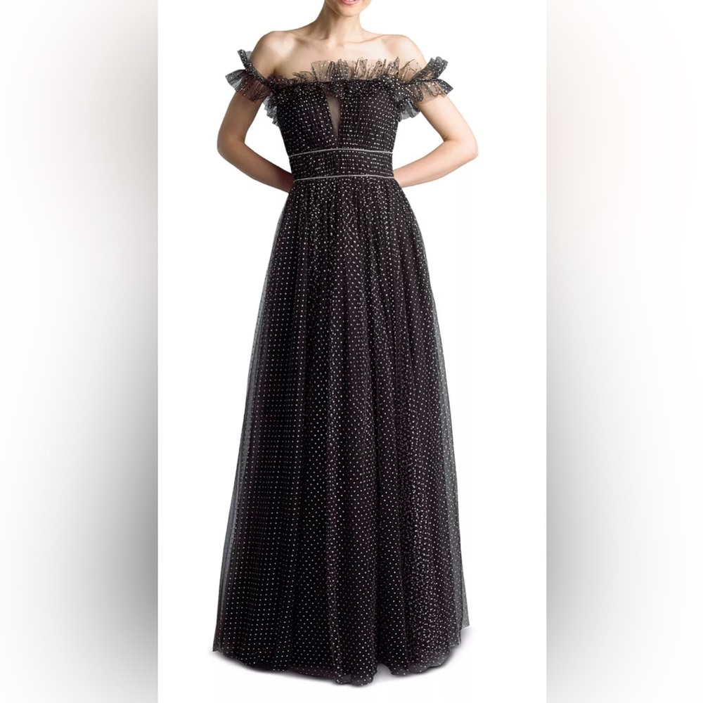 Black polka dot cocktail dress